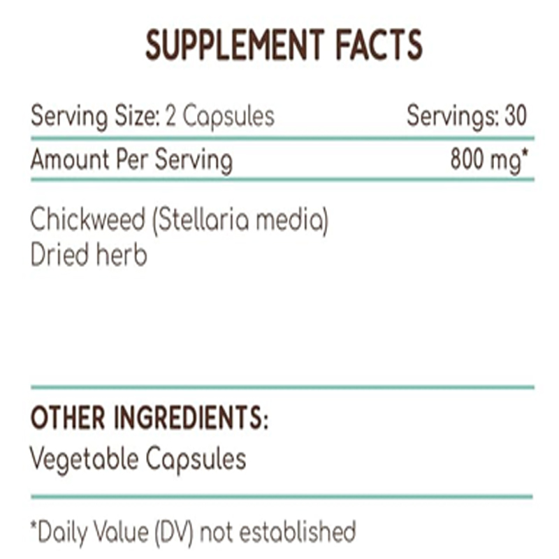 Chickweed 60 Capsules, 800 Mg, - Dried Herbs review and price